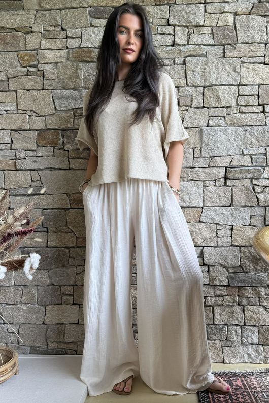 Cyril Crinkelle Wide Leg Pant Calico